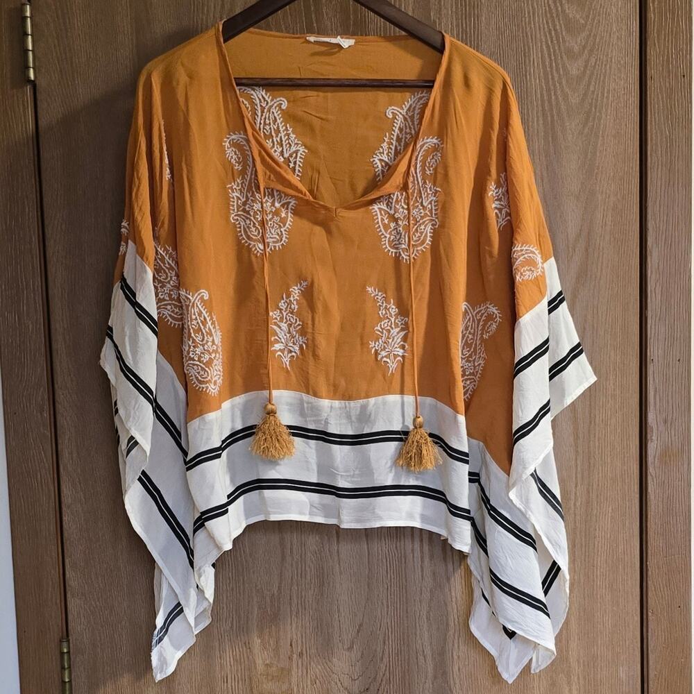 Anthropologie Floreat Sunglow Embroidered Caftan Kimono Blouse - Picture 2 of 11